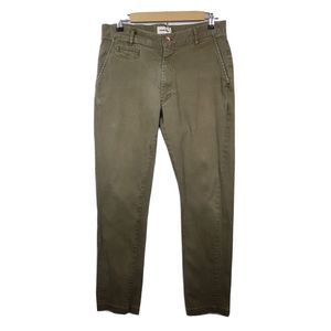 Taylor Stitch Pants Men's 33 Slim Foundation Chino Green Flat Front 30" Inseam
